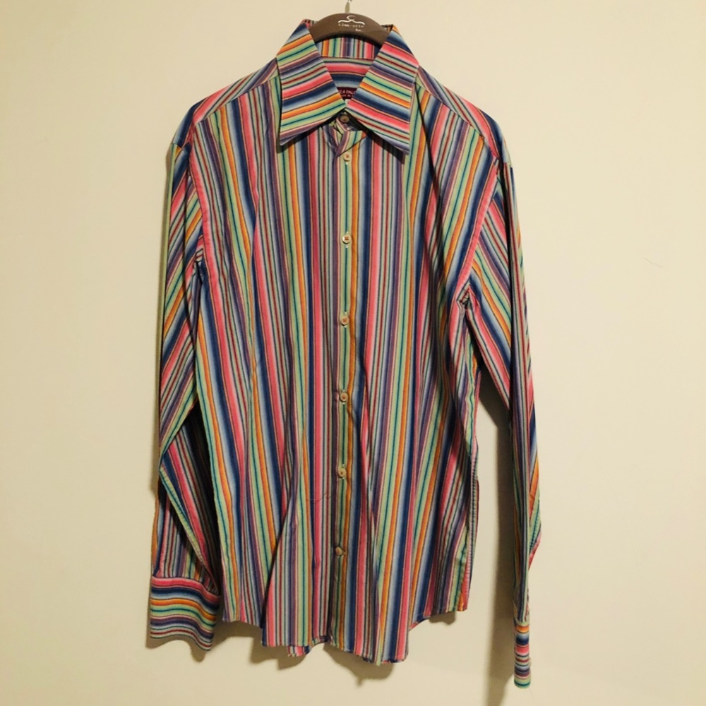 Andrea Palombini Button Down Striped Dress Shirt